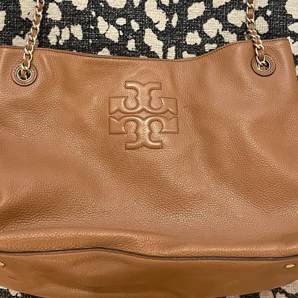 Tory Burch Brown Gold Chain Leather Shoulder Bag - Picture 10 of 10